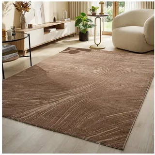 Vimoda Teppich Boho Design Unifarbe Hoch-Tief-Effekt, Rechteckig, Höhe: 6 mm, Teppich 3D Hoch-Tief-Effekt Modern für Esszimmer, Flur & Schlafzimmer braun Rechteckig | 160 cm x 230 cm x 6 mm