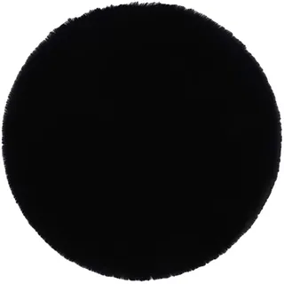 SWECOMZE Plüsch Stuhlkissen, 45 * 45cm Kunstfell Plüsch sitzauflage Bürostuhlkissen Schülermatte, sitzkissen rund Fell Optik Nachahmung Wolle Sofa Matte (Schwarz)