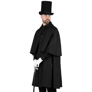 thetru Vampir-Kostüm Kutschermantel schwarz, Hochwertiger Mantel im klassischen Schnitt schwarz S