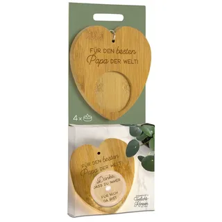 formano Teelichthalter Magic Kerze bester Papa der Welt Bambus-Holz-Herz 4 Teelichter (1 St), aus Bambusholz