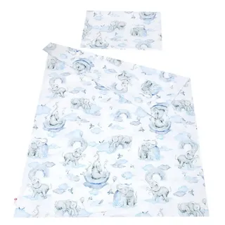 BabyLux Babybettwäsche BABYLUX Kinderbettwäsche 2 Tlg. 90 x 120 cm Bettwäsche Bettbezug Kind, 126. Elefanten Blau blau