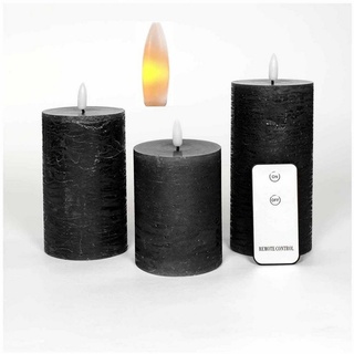 Coen Bakker Deco BV LED-Kerze Wax Candles (Set, 4-tlg), Stumpenkerzen 3-er Set Fernbedienung schwarz schwarz