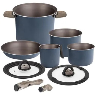 BRUNNER Camping HOHES Kochgeschirr-Set Alu (Töpfe und Pfannen) -7+2 teilig ø 22 cm TORRALTA Vakublock - 2-4 Personen, Beschichtet, Leicht, Hochwertig, Stapelbar
