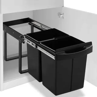 Abfallbehälter für Küchenschrank Ausziehbar Soft-Close 48 L , Mülleimer Design 2024 - Schwarz