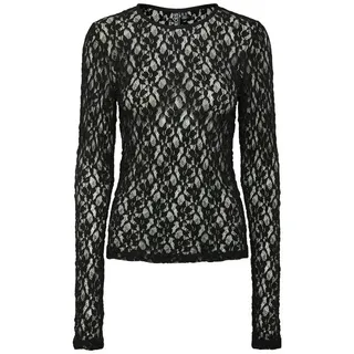 Pieces Pchazel Spitzenshirt Schwarz M