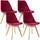 Esszimmerstuhl Linares Polyester/Samt rot 4er Set