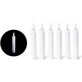 Novaliv, LED Kerzen, Weisse LED Stabkerze mit Timerfunktion 6er Set - Stabkerze LED bewegliche Flamme Timer - 12,5cm Höhe (6x)