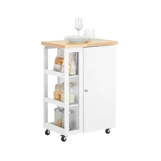 SoBuy Küchenwagen mit 1 Tür Weiß 60x40x90cm Funktional