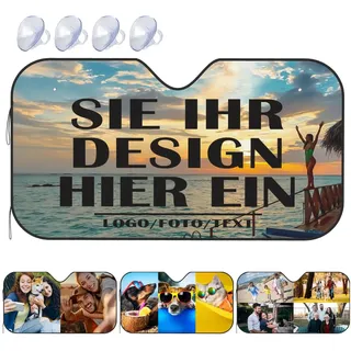 Personalisiert Sonnenschutz Auto Frontscheibe Innen Mit Text Logo Foto,Personalisierte Sonnenblende Mit UV-Schutz Hitzeschutz,Faltbare Frontscheibenabdeckung Für Sommerparkplätze,Meisten Limousinen
