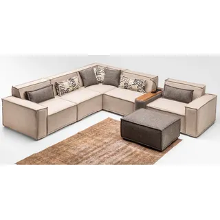 Ecksofa Modulsofa L form Stoffsofa Polstersofa Couch Sofa Beige Modern