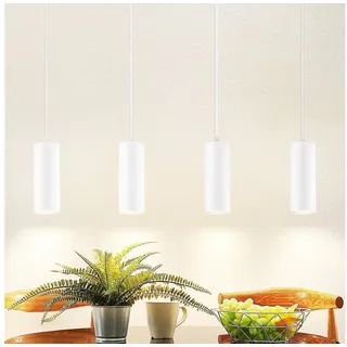 Nettlife Pendelleuchte Pendelleuchte 4 Flammig Holz Esstisch, Höhenverstellbar, LED wechselbar, für Esstisch Küche Wohnzimmer weiß