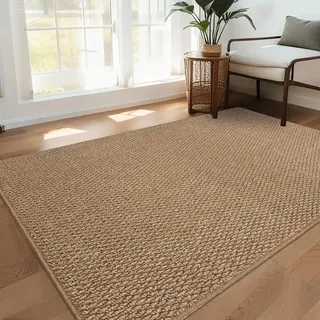 USTIDE Großer Sisal-Teppich für Wohnzimmer, natürlich, grob, strukturiert, waschbar, rutschfest, kein Schuppen, Jute-Optik, 150 x 200 cm