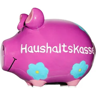 KCG Sparschwein Haushaltskasse - Rosa Keramik Sparschwein - 12.5 x 9 cm - Art Deco Design - Für Familien und Freunde, die süße Dekorationen mögen