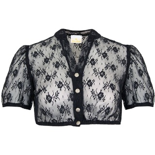 Pierre Marcel Die Bluse Dirndlbluse Transparente Damen Spitzen Bluse "Hailey" 7144 - Schwarz