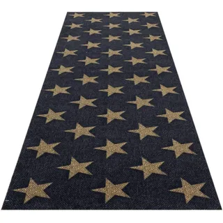 HOMEFACTO:RI Küchenläufer Küchenteppich Teppichläufer Brücke Sterne Stars | waschbar, Größe:ca. 60 x 180 cm, Designs:Sterne | schwarz braun