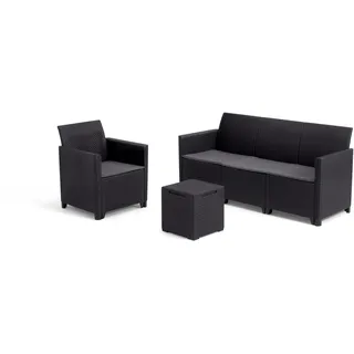 KETER Nora Gartenmöbel Lounge Set für 4 Personen grau