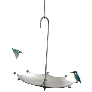 Eeneme Retro Vogeltränke, Regenschirmförmiger Vogeltrog, hängendes Vogelfuttertablett, Vintage-Vogelteich aus Metall, Gartendekoration für Vogelbeobachter und Kinder