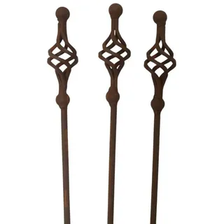 Deko-Impression Gartenstecker Set 3 Gartenstäbe, Rankstab, Rosenstab, gedrehte, Eisen, Rost, 116 cm (3-St)