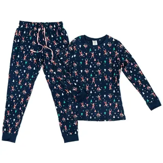 UP2FASHION MEN Pyjama Herren Flanell-Pyjama aus 100% Baumwolle, 2-teiliger Schlafanzug-Set langarm, Set besteht aus Oberteil und Hose bunt Damen | S