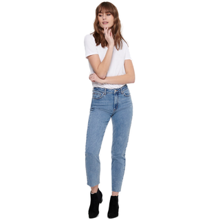 Only Damen Jeans ONLEMILY MAE06 Straight Fit Blau 15171550 Hoher Bund Reißverschluss W 31 L 32