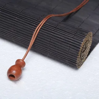 NEXOPKSVCR Natur Bambus Rollo Für Aussenbereich,Bambus Raffrollo Ohne Bohren,Retro Bambus Rollo Jalousie Mit Lifter, Klemmfix Schilfrohr-Rollos Für Außen Terrasse Balkon Küche(Black)
