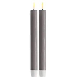 ReWu Deluxe Homeart Stabkerze 2 Stück 24 cm Grau aus Echtwachs