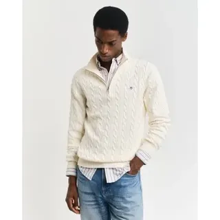 Gant für Herren. 8050603 Beigefarbener Pullover mit halbem Reißverschluss (XXL), Lässig, Baumwolle