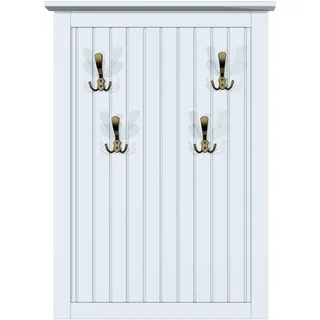 Garderobenpaneel OTTO HOME "Juventus", weiß, B:80cm H:120cm T:6cm, Massivholz, Garderobenpaneele, Garderobenpaneel, aus massiver Kiefer, 4 Doppelhaken