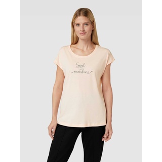 T-Shirt mit Statement-Print Modell 'Cozy Dreams', Apricot, 40-42
