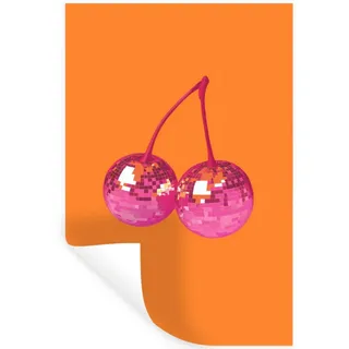 MuchoWow Wandsticker Discokugeln - Kirsche - Spiegel - Rosa (1 St), Wanddeko, Aufkleber, Wandtattoo, 80x120 cm 80 cm x 120 cm x 0.1 cm