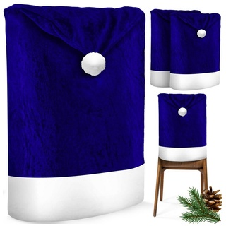 KESSER Weihnachtsfigur, Premium Weihnachtsstuhlüberzug Set Stuhlhussen für Weihnachten blau|rot