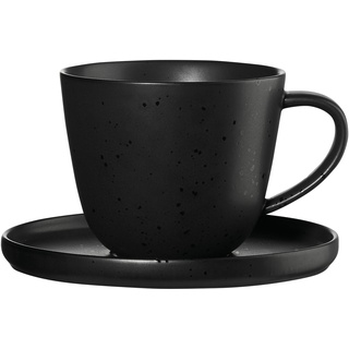 ASA SELECTION Kaffeetasse mit Untertasse  Kuro , schwarz , Porzellan , Maße (cm): H: 7,2  Ø: 8.9