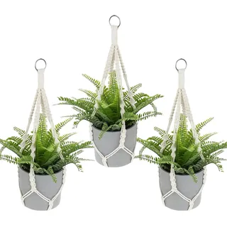 SNSYGN Makramee Blumenampel, 3 Stück Blumenampel Hängend Innen Boho Pflanzenaufhänger Baumwollseil Pflanzenampel Hängend für Innen, Außen, Garten, Balkon, Terasse, Fenster (50cm)