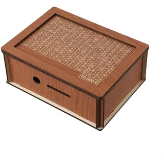 Drivstraw Sparschwein aus Holz mit Zähler und Geldzielanzeige - 20 x 14,5 x 6,6 cm DIY Montage Spardose für Kinder und Erwachsene - Naturholz-Finish