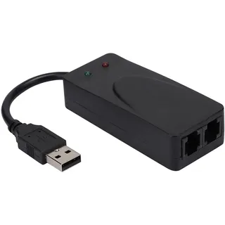 Faxmodem USB 2.0 Dual Port – Externes 56K Modem für 10, 11 & XP, kompatibel mit Faxsoftware, serieller Schnittstelle (RS-232) und PC-Telefonie, Plug-and-Play
