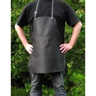 Förster-Fellnest Echt Leder Grillschürze - Kochschürze - Lederschürze - Kellnerschürze - Bistroschürze - Arbeitschürze, verstellbare Beriemung, schwarz, feuchtigkeitsabweisend