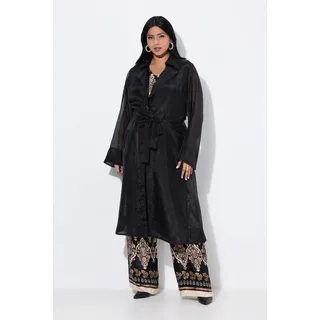 Ulla Popken Sommerjacke Mantel A-Linie Reverskragen Organza schwarz 50/52