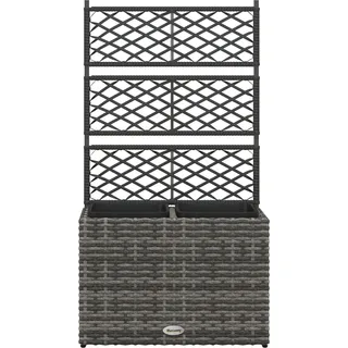 Outsunny Hochbeet mit Rankgitter für Rankpflanzen, erhöhtes Hochbeet mit 2 Innenkübeln, Stahlrahmen und PE-Rattan, 57x30x107cm, Grau   Aosom