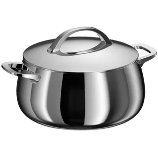 BergHOFF Home Kochtopf 24 cm Edelstahl mit Deckel, 6,7 l, für alle Herdarten, backofenfest, Stellar Steel - Grau