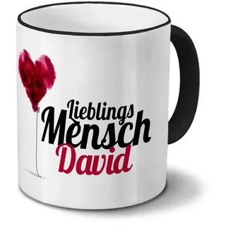 printplanet Tasse mit Namen David - Motiv Lieblingsmensch - Namenstasse, Kaffeebecher, Mug, Becher, Kaffeetasse - Farbe Schwarz