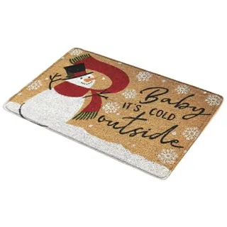Weihnachts-fußmatte Mit Schneemann-motiv, Lustiger Spruch „kalt Draußen“, Buchstaben, Teppich Für Den Eingangsbereich Im Landhausstil, Bodenmatte, Weihnachtsdekoration Für Drinnen Und Draußen