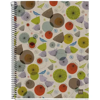 MIQUELRIUS Notizbuch Eco Design 4 A4 kariert Spiralbildung Vögel Blumen colour mix