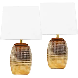 Brubaker Tischlampe Gold Weiß 2 St.