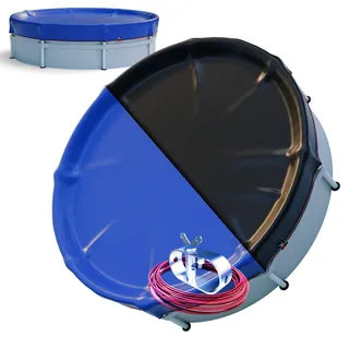 Arebos® Poolabdeckung rund Ø420 cm | 2-in-1 Poolplane aus 200g/m2 PE Material | Sommer & Winter Abdeckung für Schwimmbecken | Solarplane Pool Plane | geeignet für Pools mit Ø 320-366 cm