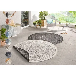 HANSE HOME Teppich HANSE HOME Porto Wendeteppich", schwarz, H:5mm ⌀100cm Kunstfaser, Teppiche, Teppich, Wetterfest, Balkon, Garten, Wohnzimmer, Wasserfest