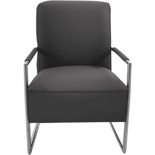 Cocktailsessel K+W KOMFORT & WOHNEN Sessel Gr. Leder Longlife BRONCO, B/H/T: 62 cm x 77 cm x 83 cm, braun (schoko) Clubsessel Cocktailsessel mit bezogenen Armlehnen, Gestell in Metall Edelstahloptik