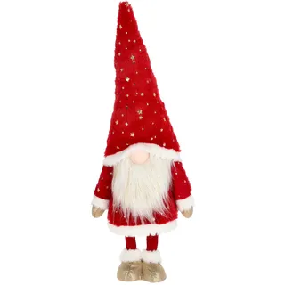 itsisa Großer Wackelwichtel Santa mit Sternmütze H: 60 cm rot-Weiss - Wichtel wackelnd, Weihnachts Deko, Weihnachtswichtel, Zwerg, Winterdeko