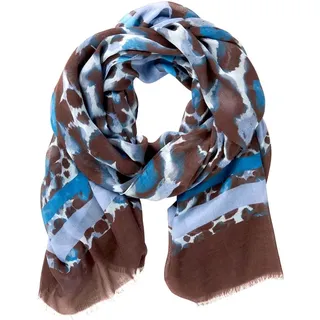 Betty Barclay Basic-Schal mit Animalprint in Blau/Braun | Gr.: onesize