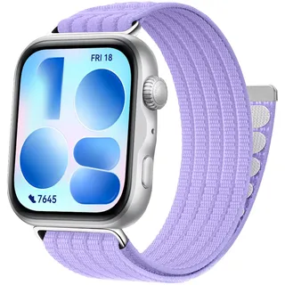 PinnWaa Nylon Armband für Huawei Watch Fit 5/5 Pro/4/4 Pro/Fit 3, Lila | Weich, Atmungsaktiv, für Huawei Watch Fit 5/5 Pro/4/4 Pro/Fit 3, Sport Loop Ersatzarmband, Einstellbar mit Klettverschluss