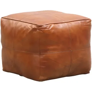 Marrakesch Orient & Mediterran Interior Pouf Vintage Sitzkissen Hocker aus Leder 45 x 40 x 45 cm Fjord